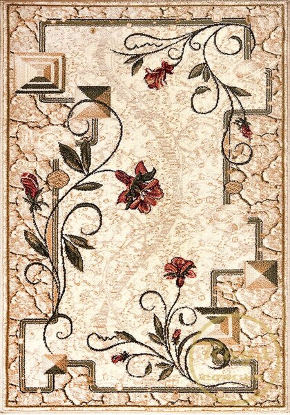 Covor Living Dormitor, Model Lotos Floral 587 116, Crem Bej 60x110
