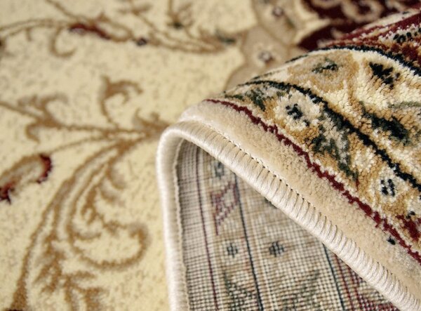 Covor Lotos 523-120, Marime 60 x 110 cm, Crem, Rosu, Inaltime Fir 8 mm, Antialergic, Polipropilena, Living, Dormitor, Sufragerie, Birou 60 x 110