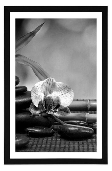 Poster cu passepartout Feng Shui natură moartă în design alb-negru