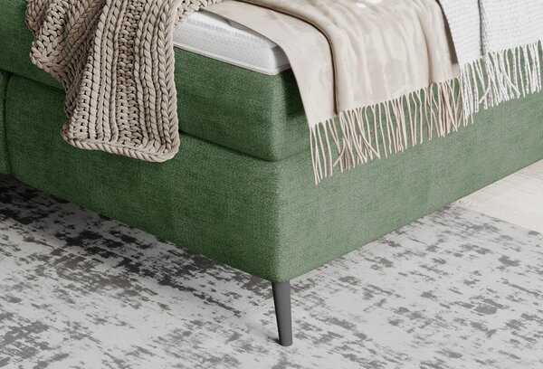 Pat boxspring LUCIO 140x200, personalizabil, cu saltele si topper