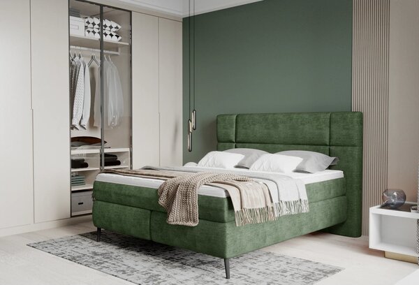 Pat boxspring LUCIO 140x200, personalizabil, cu saltele si topper