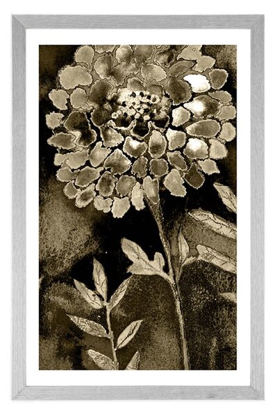 Poster cu passepartout flori frumoase în design sepia