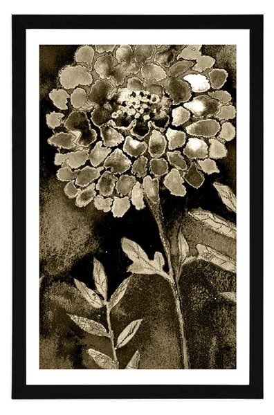 Poster cu passepartout flori frumoase în design sepia