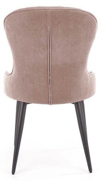 Scaun bej tapitat K366, stofa catifelata/metal, 52x58x92 cm