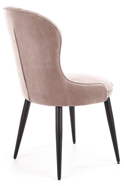 Scaun bej tapitat K366, stofa catifelata/metal, 52x58x92 cm