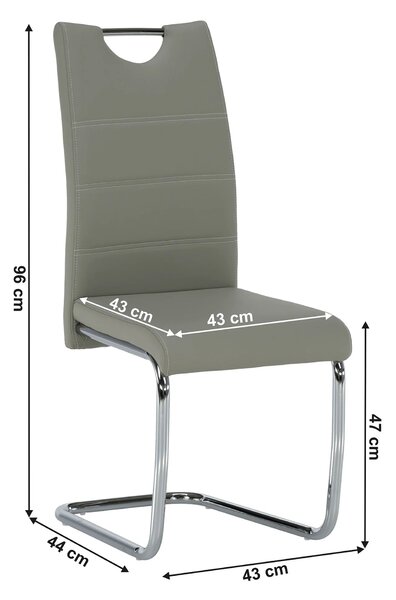 Scaun de bucatarie ABIRA NEW, gri deschis/crom, piele ecologica/metal