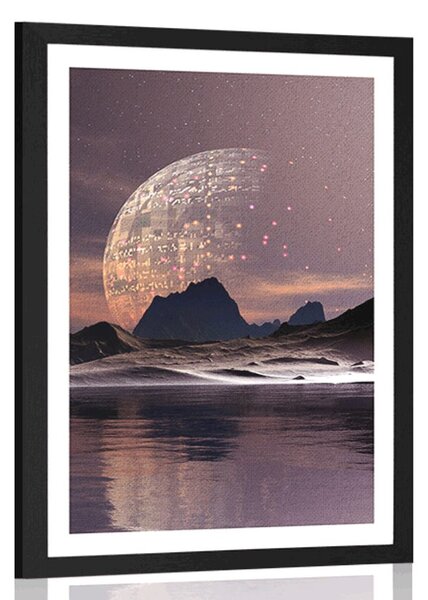 Poster cu passepartout peisaj futurist