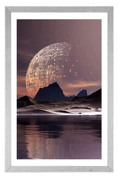 Poster cu passepartout peisaj futurist