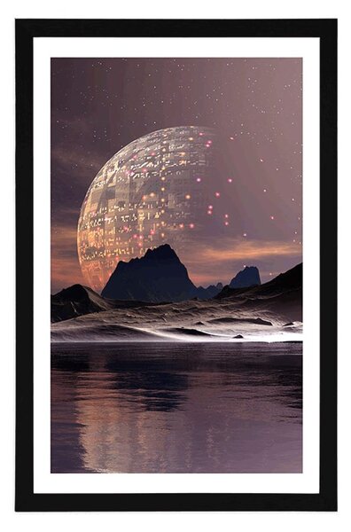 Poster cu passepartout peisaj futurist