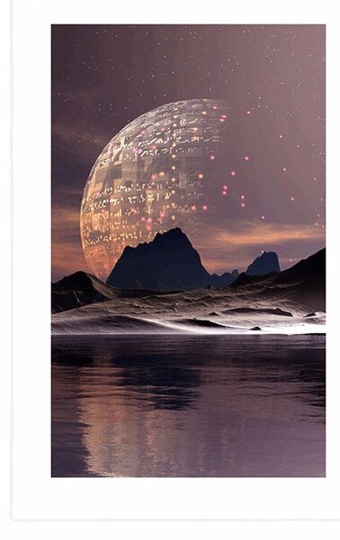 Poster cu passepartout peisaj futurist