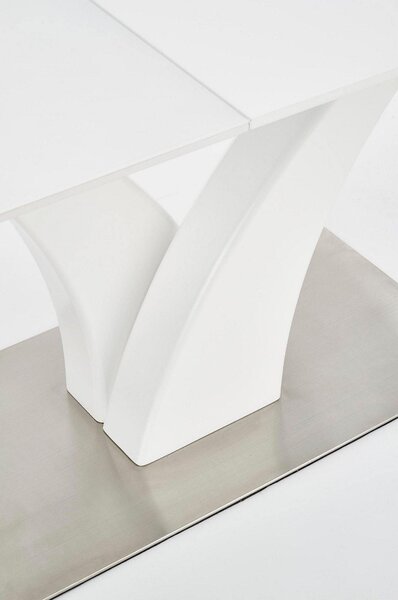 Masa extensibila PALERMO, alb, sticla/otel, 140/180x80x75 cm