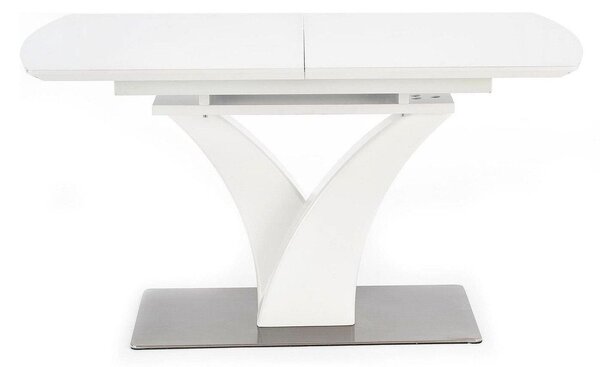 Masa extensibila PALERMO, alb, sticla/otel, 140/180x80x75 cm