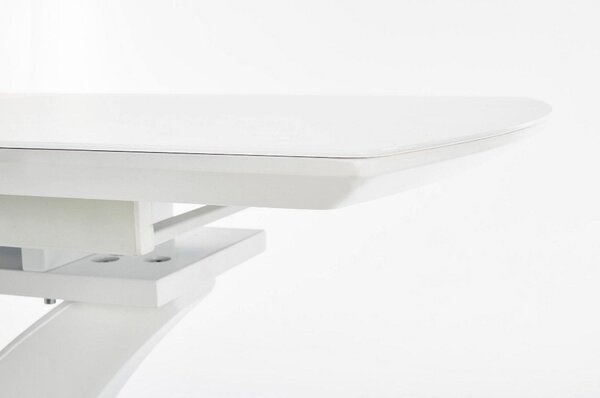 Masa extensibila PALERMO, alb, sticla/otel, 140/180x80x75 cm