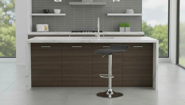 Scaun bar LARIA NEW, negru/crom, piele ecologica/metal, 37x39x64/85 cm