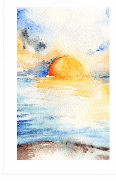 Poster cu passepartout apus de soare radiant la mare