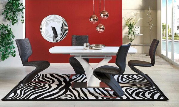 Masa extensibila PALERMO, alb, sticla/otel, 140/180x80x75 cm