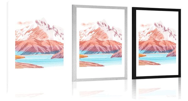 Poster cu passepartout peisajul montan frumos