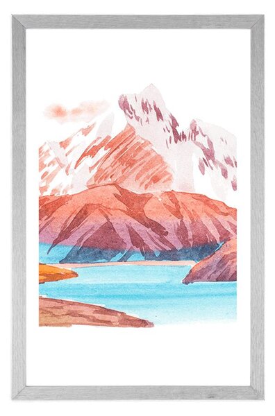 Poster cu passepartout peisajul montan frumos