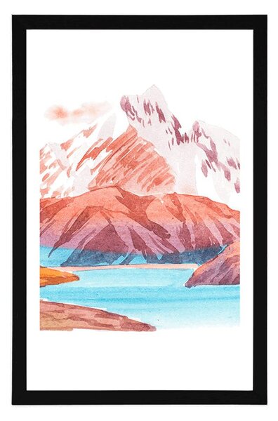 Poster cu passepartout peisajul montan frumos