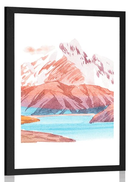 Poster cu passepartout peisajul montan frumos