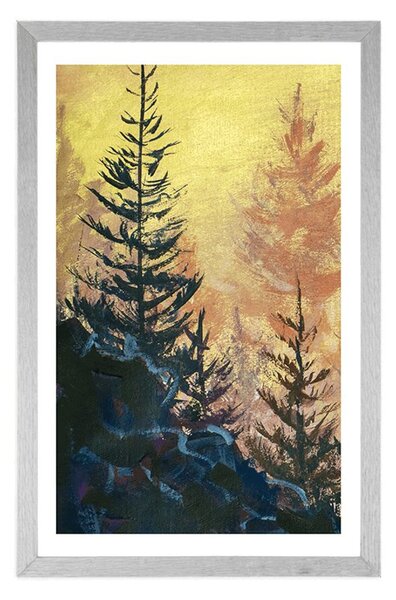 Poster cu passepartout pictură de pădure