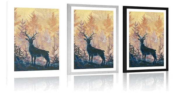 Poster cu passepartout pictură artistică de pădure