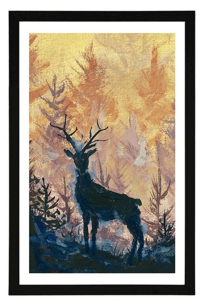 Poster cu passepartout pictură artistică de pădure