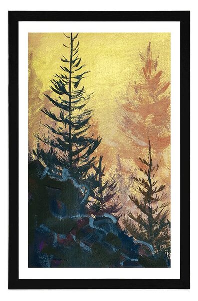 Poster cu passepartout pictură de pădure