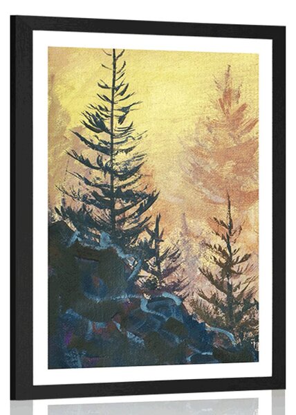 Poster cu passepartout pictură de pădure