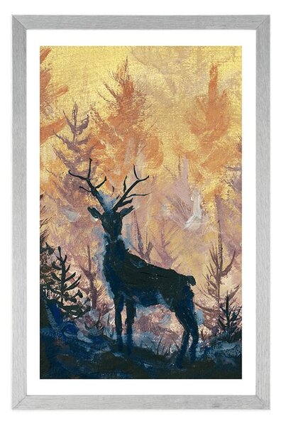 Poster cu passepartout pictură artistică de pădure