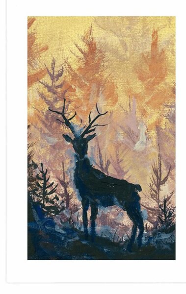 Poster cu passepartout pictură artistică de pădure