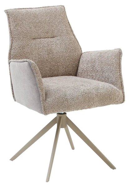 Scaun KAYLA, grej/bej, stofa buclata/stofa clasica/metal, 58x63x88 cm