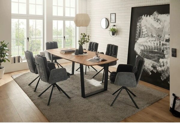 Scaun LIVIA, gri inchis/negru, stofa clasica/metal, 60x67x90 cm