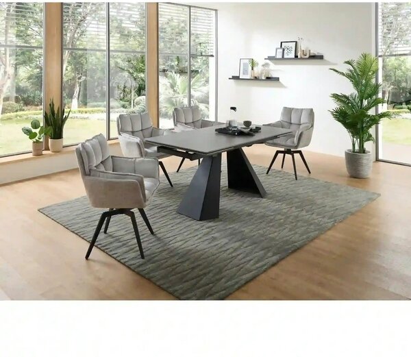 Scaun ALANI, gri/negru, stofa catifelata/metal, 64x65x89 cm