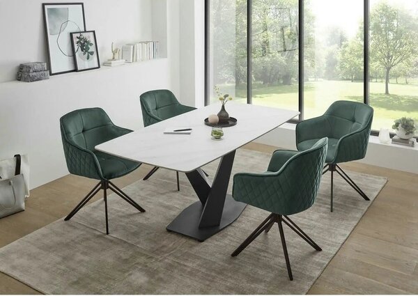 Scaun EMMA, stofa catifelata verde inchis - Bluvel 78, 59x62x82 cm