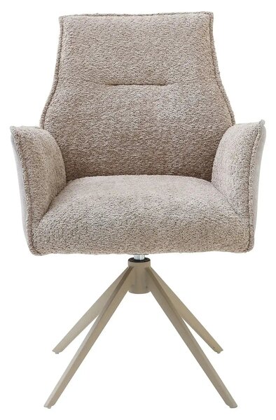 Scaun KAYLA, grej/bej, stofa buclata/stofa clasica/metal, 58x63x88 cm