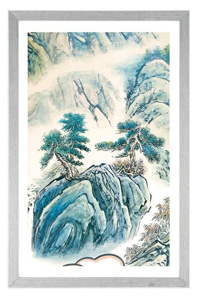 Poster cu passepartout pictură ale peisajului chinezesc
