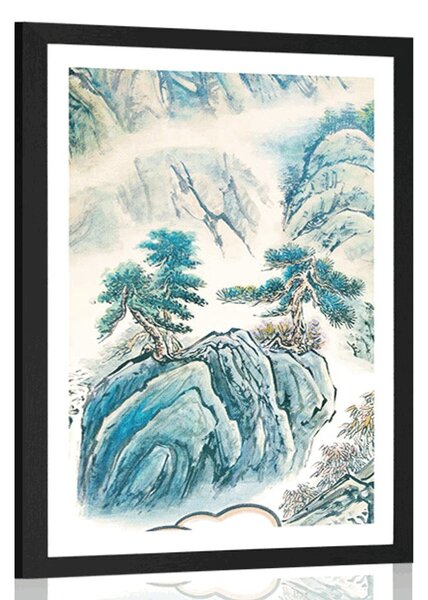 Poster cu passepartout pictură ale peisajului chinezesc