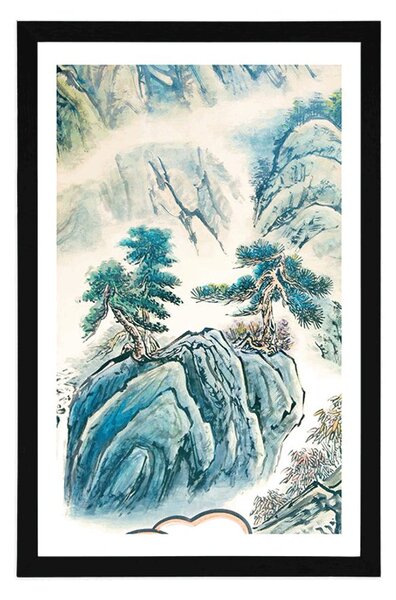 Poster cu passepartout pictură ale peisajului chinezesc