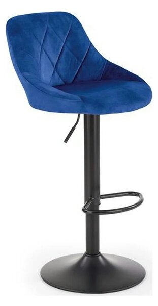 Scaun bar H101, albastru/negru, stofa catifelata/metal, 47x45x84/106 c