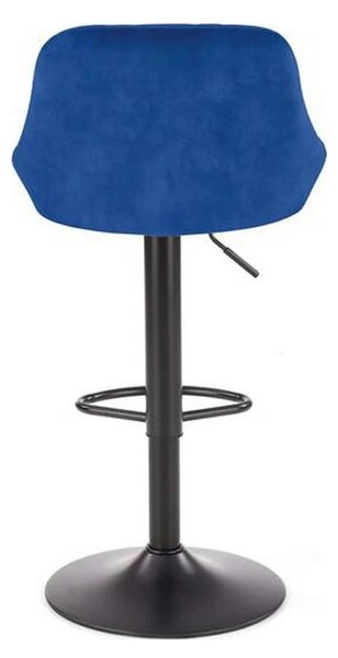 Scaun bar H101, albastru/negru, stofa catifelata/metal, 47x45x84/106 c