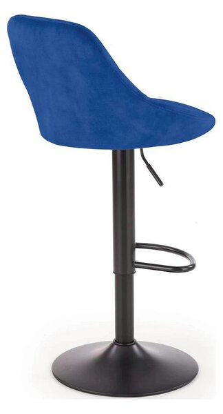 Scaun bar H101, albastru/negru, stofa catifelata/metal, 47x45x84/106 c