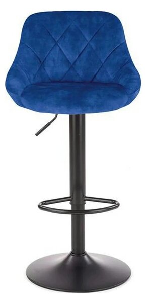 Scaun bar H101, albastru/negru, stofa catifelata/metal, 47x45x84/106 c