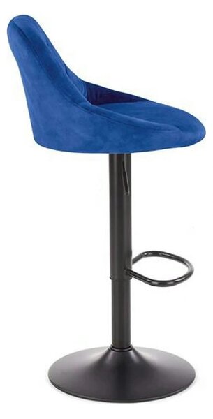 Scaun bar H101, albastru/negru, stofa catifelata/metal, 47x45x84/106 c