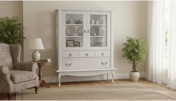Vitrina VILAR DA5, pin alb, DTD laminat, 125x42x158 cm