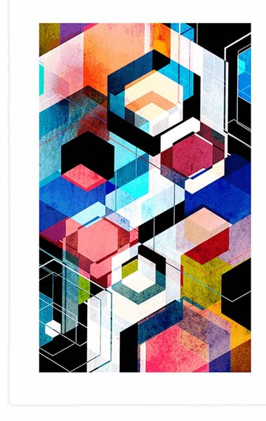 Poster cu passepartout geometrie abstractă