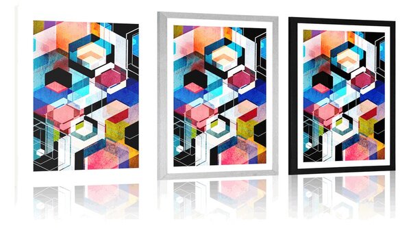 Poster cu passepartout geometrie abstractă