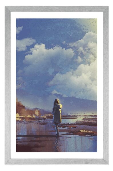 Poster cu passepartout femeie într-o lume de fantazie