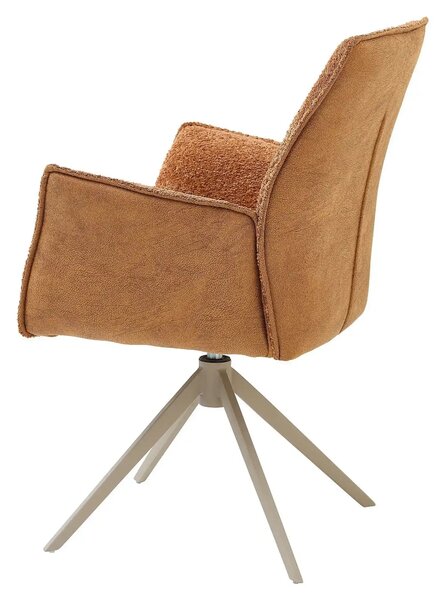 Scaun KAYLA, caramiziu/bej, stofa buclata/stofa clasica/metal, 58x63x8