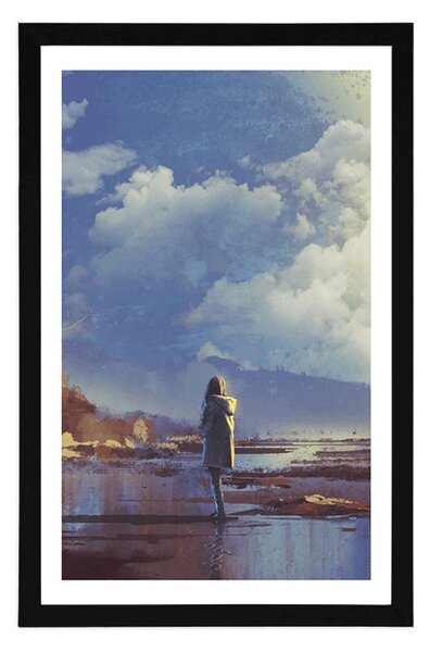 Poster cu passepartout femeie într-o lume de fantazie